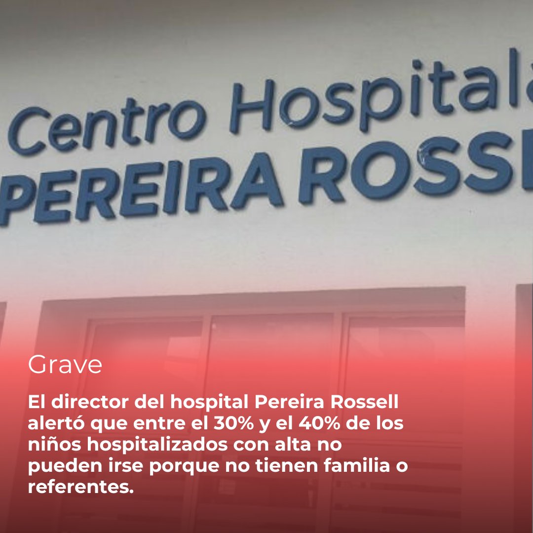 “El 30 o 40% de los niños hospitalizados en el Pereira Rossell ya tiene el alta, pero no puede irse por falta de familia”, alertó el director Gustavo Giachetto.

Lee más en ➡️ informarte.com.uy/pereira-rossel…