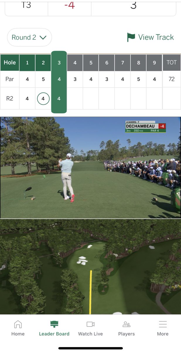 OpaAlexander's tweet photo. bryson dechambeau 
Watching on the masters app isn’t ideal but there’s been 8 shots of video so far leading up to 4,5,6 holes https://t.co/hAABlqiuH3