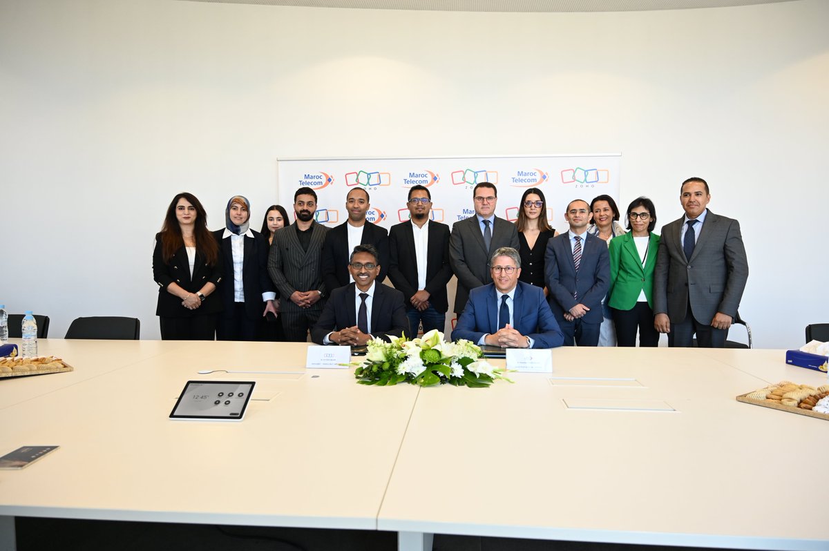 ZohoAfrica's tweet photo. Nous sommes fiers d’annoncer notre collaboration avec @Maroc_Telecom, l’un des principaux opérateurs télécoms en Afrique, pour mettre à disposition des entreprises marocaines notre suite complète de solutions professionnelles : @ZohoOne, @ZohoCRM, @ZohoBooks, @ZohoWorkplace, @ZohoCreator, et bien d'autres...

Ce partenariat a pour objectif de simplifier le parcours de transformation digitale, en réunissant services télécoms et applications métiers dans une offre intégrée — avec un support local dédié et une facturation mensuelle unifiée.🤝

Et ce n’est qu’un début!

L’initiative sera progressivement étendue aux 10 filiales de Maroc Telecom en Afrique subsaharienne, afin de soutenir une transformation digitale inclusive et durable à l’échelle du continent.🌍

Lire l’article complet: https://t.co/85z3bTTPAh

We’re proud to announce our collaboration with @Maroc_Telecom, a leading telecom operator in Africa, to bring our powerful suite of business solutions to Moroccan enterprises—including @ZohoOne , @ZohoCRM, @ZohoBooks, @ZohoWorkplace, @ZohoCreator, and more...

This partnership is designed to simplify the digitalization journey by combining telecom services and business apps into a unified offering—complete with local support and a single monthly bill. 🤝

And this is just the beginning!

This initiative will gradually expand to Maroc Telecom’s 10 Affiliates across sub-Saharan Africa, supporting inclusive and sustainable digital transformation across the continent.🌍

Read the full article: https://t.co/85z3bTTPAh
#PartenariatStratégique #CollaborationDigitale #ZohoEnAfrique

@hyther @prem_anandv @BSP