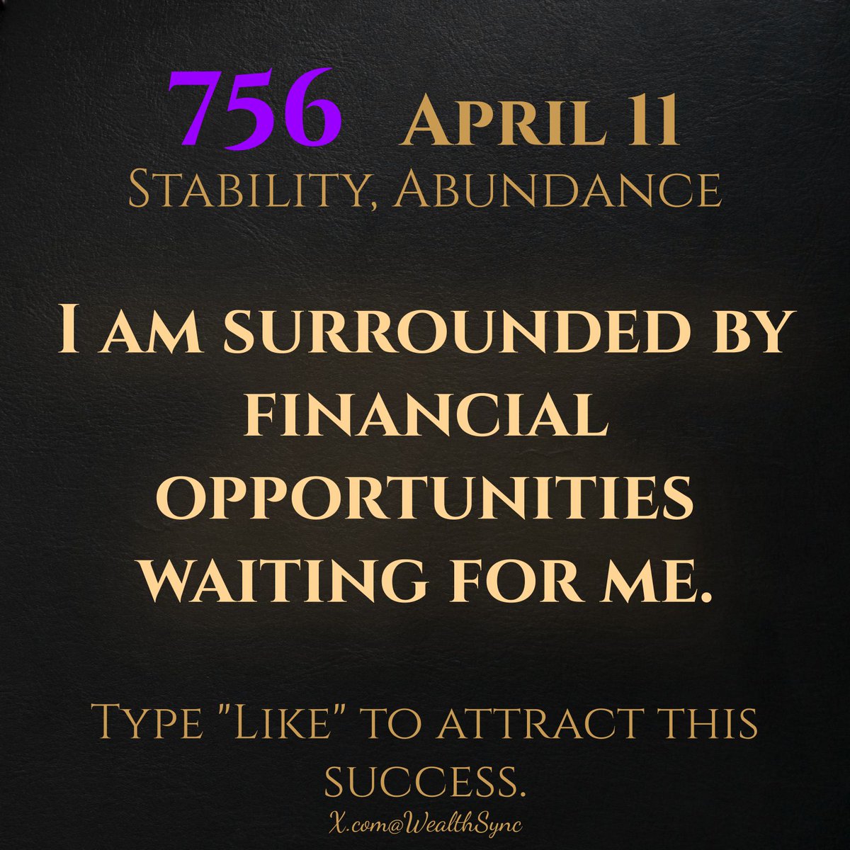 WealthSync's tweet photo. MANIFEST MONEY NOW
DAILY AFFIRMATION FOR WEALTH

I am surrounded by financial opportunities waiting for me. https://t.co/gE0cLpxlkC