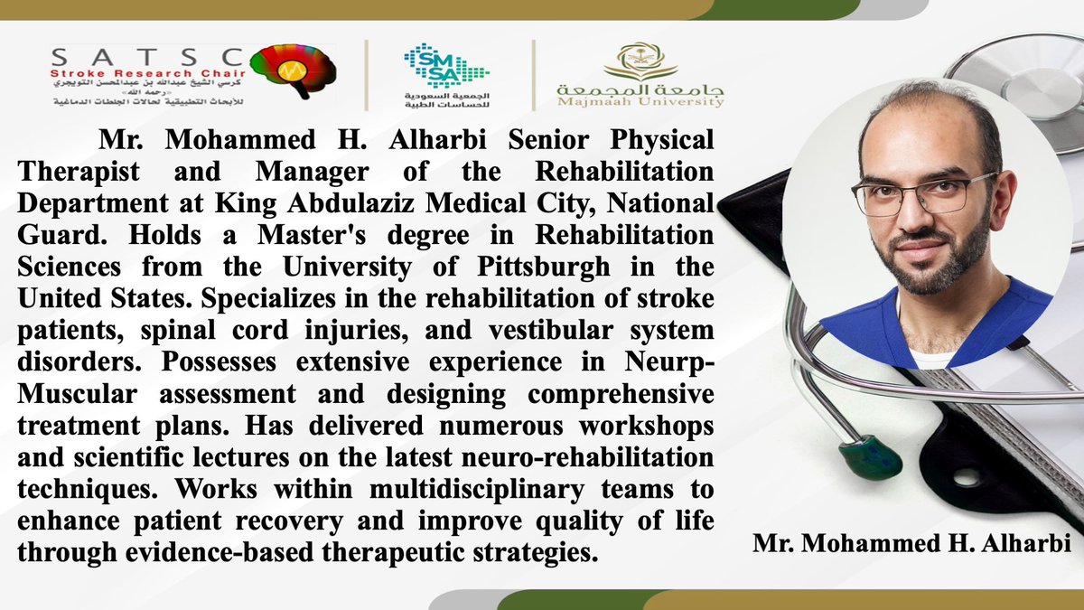 Saudi Medical Sensors Association (@saudisensors) on Twitter photo #Meet_the_Speakers #Recent_Advances_in_Stroke_Management_2
Mr. Mohammad H. Alharbi <a href="/mohammedPitt/">Mohammed Hassan Alharbi👨🏻🎓🎓</a>
To register: bit.ly/0nLlne
Seminar link: bit.ly/3R5i37V #Meet_the_Speakers #Recent_Advances_in_Stroke_Management_2
Mr. Mohammad H. Alharbi <a href="/mohammedPitt/">Mohammed Hassan Alharbi👨🏻🎓🎓</a>
To register: bit.ly/0nLlne
Seminar link: bit.ly/3R5i37V