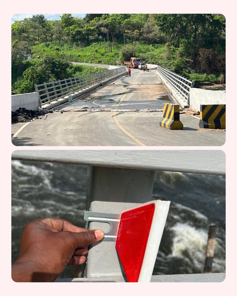 Ms. SUSAN KATAIKE (@sussiekats) on Twitter photo ‼️KARUMA & AYAGO BRIDGES UPDATE.
▶️ <a href="/MoWT_Uganda/">Ministry of Works & Transport</a> has
Concluded installation of expansion joints on the Karuma and Ayago bridges.
▶️ The contractor will install solar lighting and cat eyes on Saturday and Monday.
▶️ Barriers will be removed on Sunday evening to allow ‼️KARUMA & AYAGO BRIDGES UPDATE.
▶️ <a href="/MoWT_Uganda/">Ministry of Works & Transport</a> has
Concluded installation of expansion joints on the Karuma and Ayago bridges.
▶️ The contractor will install solar lighting and cat eyes on Saturday and Monday.
▶️ Barriers will be removed on Sunday evening to allow