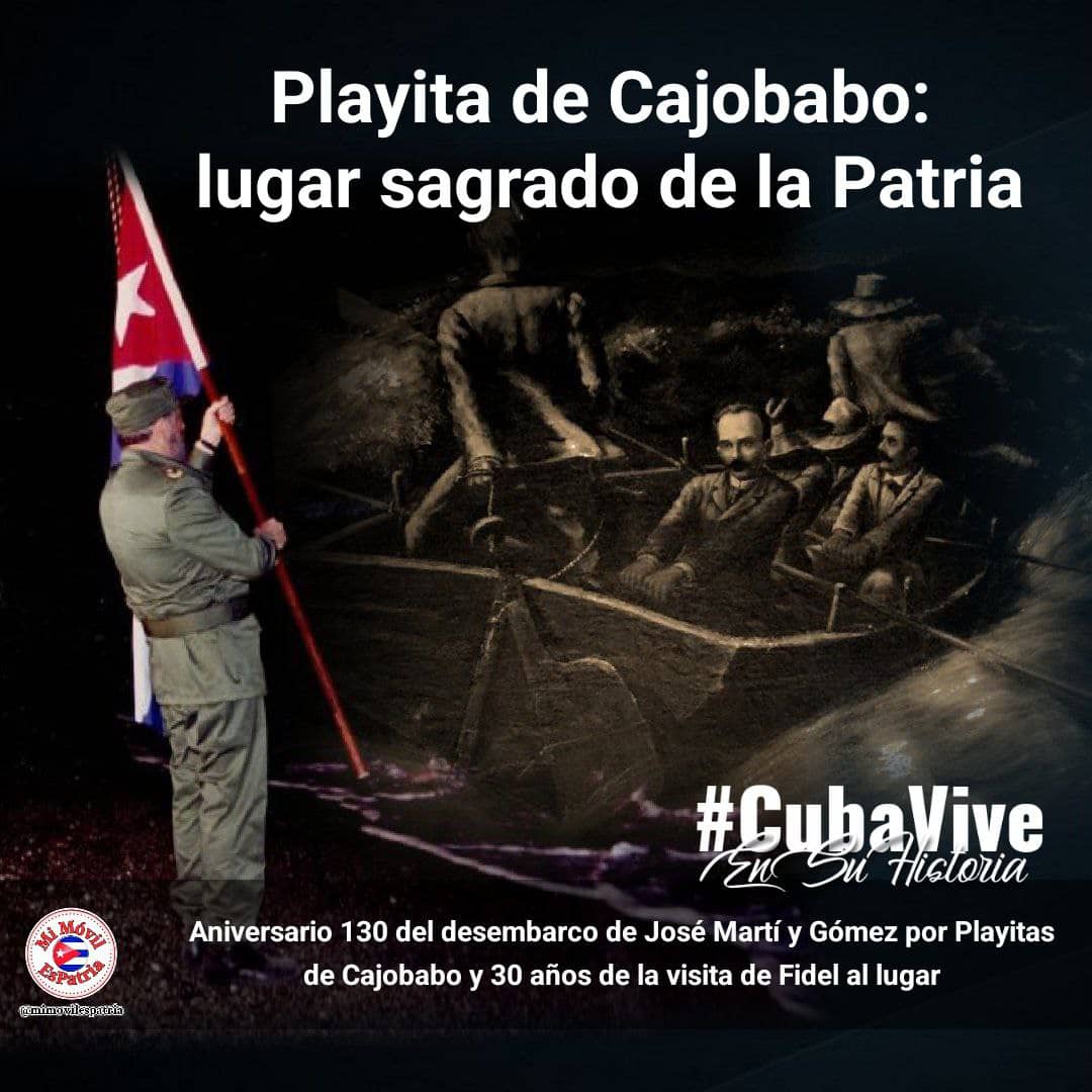 «Salto. Dicha grande». Así reflejó el Apóstol de nuestra independencia, en su diario de campaña, el desembarco de él, Gómez y otros patriotas por Playitas de Cajobabo, hace 130 años. #CubaViveEnSuHistoria #UJCdeCuba