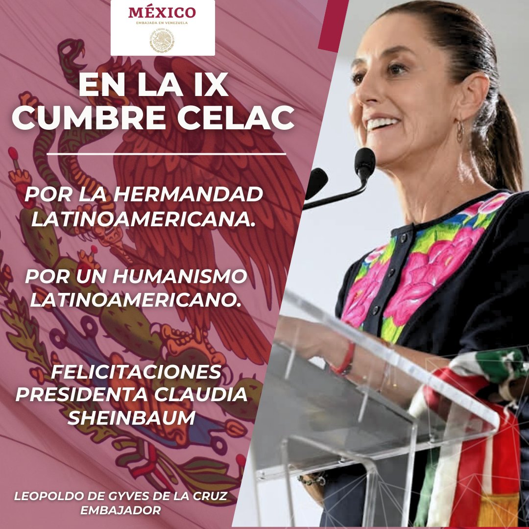 Orgullo de México!🇲🇽

Enhorabuena Presidenta Claudia Sheinbaum Pardo!

<a href="/Claudiashein/">Claudia Sheinbaum Pardo</a>
<a href="/EmbamexVen/">Embamex Venezuela</a> 
<a href="/SRE_mx/">Relaciones Exteriores</a> 
<a href="/lenindegyvesm/">Lenin De Gyves Montero</a>