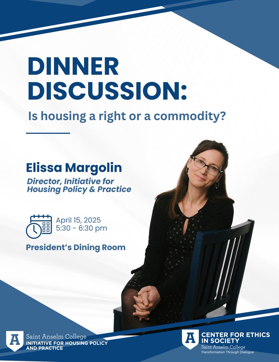 Center for Ethics in Society (@saintanselmces) on Twitter photo 🏠 Is housing a human right or a commodity? Join us for dinner & discussion with Elissa Margolin, April 15, 5:30–6:30 PM, Pres. Dining Room. Open to <a href="/SaintAnselm/">Saint Anselm College</a> community! Register here: bit.ly/42dpEI8 🏠 Is housing a human right or a commodity? Join us for dinner & discussion with Elissa Margolin, April 15, 5:30–6:30 PM, Pres. Dining Room. Open to <a href="/SaintAnselm/">Saint Anselm College</a> community! Register here: bit.ly/42dpEI8