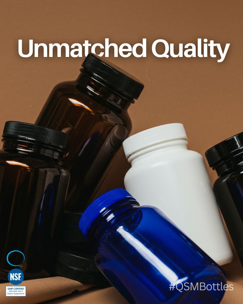 qsmlabs's tweet photo. Elevate your brand with #QSM! 💪 We offer unmatched #QualitySupplements  manufacturing AND fully customizable bottles to make your brand shine. Learn more about our #QSMbottles! 👇
➡️ https://t.co/jYUyYM9suK

#SupplementManufacturing #CustomPackaging #BrandBuilding https://t.co/iAgl9CWTeN
