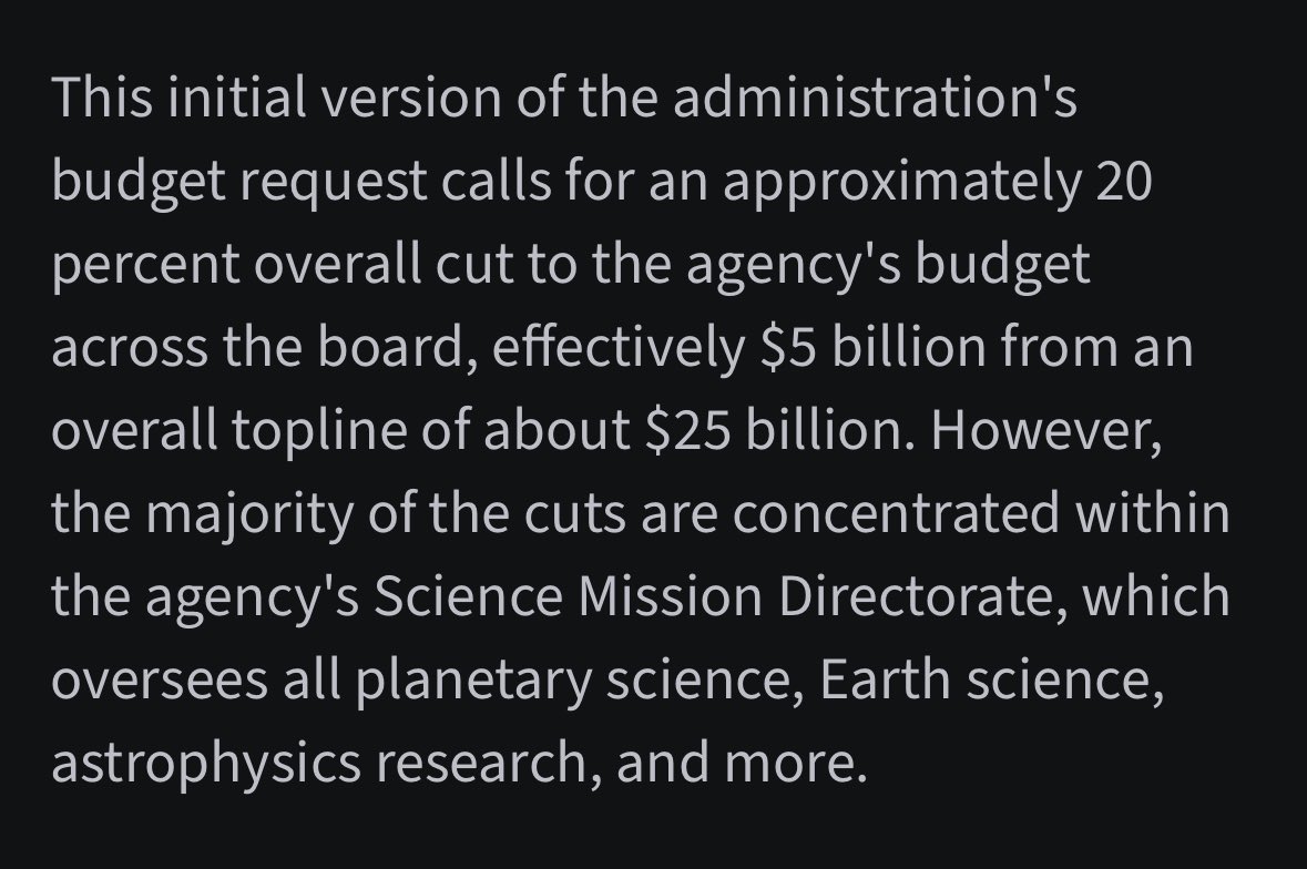 astro_alexandra's tweet photo. The current budget proposal destroys NASA. It cuts a telescope that’s already assembled. It closes NASA centers. This is horrific for science. I feel like we can all agree that science is good. https://t.co/Y2FzFpX91S