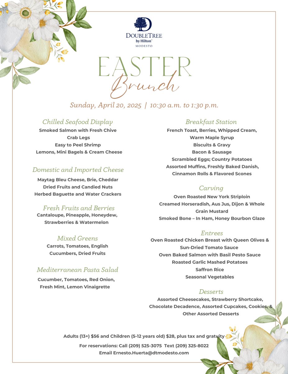 Hilton_Modesto's tweet image. Hop into #EasterBrunch at #DoubleTreeModesto! 🌷Enjoy a festive brunch filled with seasonal delights, sweet treats, and warm hospitality. 🐇🥐✨

#EasterBrunchModesto #ModestoEvents #ModestoBrunch #ModestoRestaurant