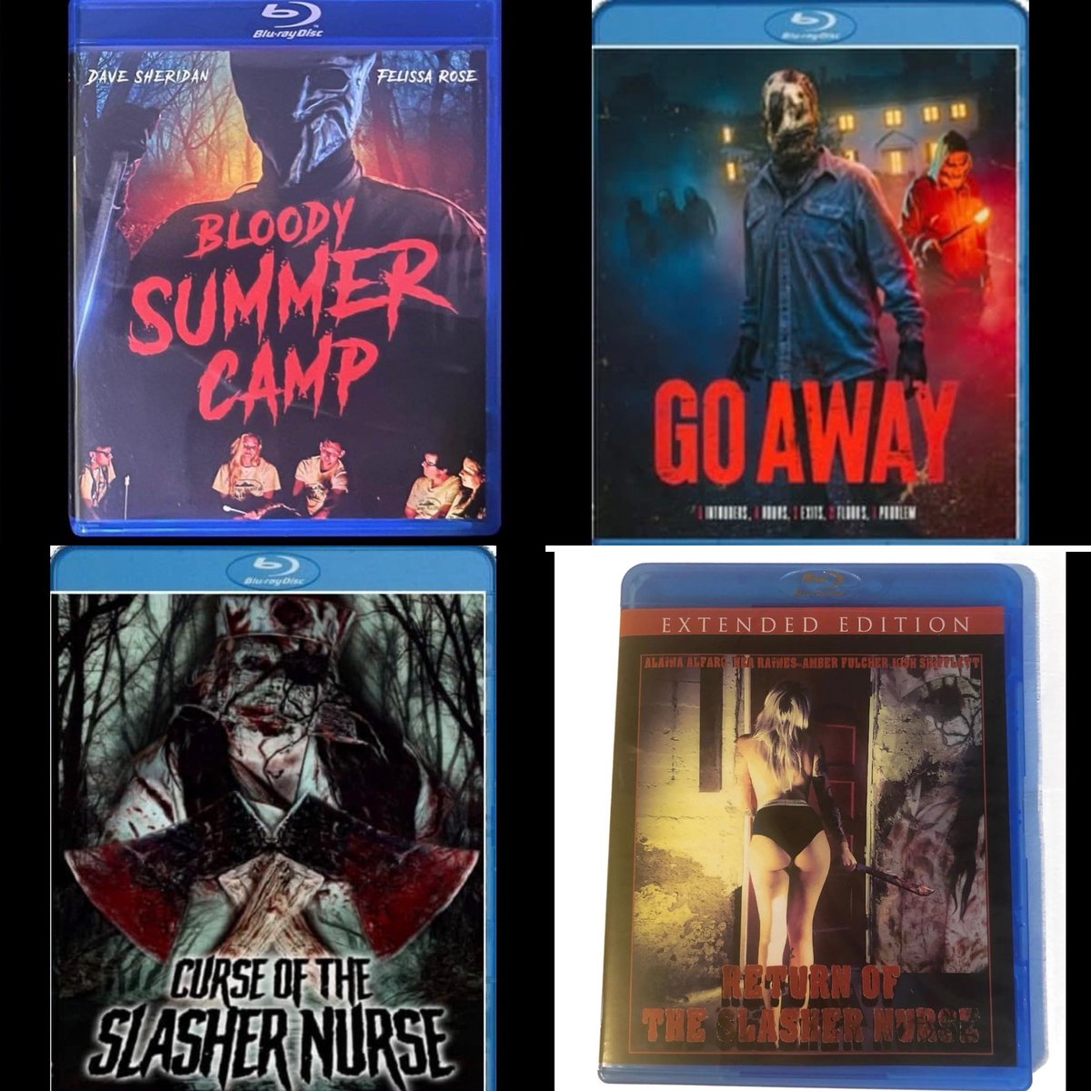 BloodyCamp's tweet photo. Blu-rays of all of our movies available for sale. Ships out same day. $25 plus shipping. Comment or message us to order. Can sign.
#supportindiehorror #supportindie #horrorcollector #murantfam #horror #horrorobsessed #bmovie #indie #SupportArtists #supportrealartist #slasher https://t.co/g3s6B9U2Ri