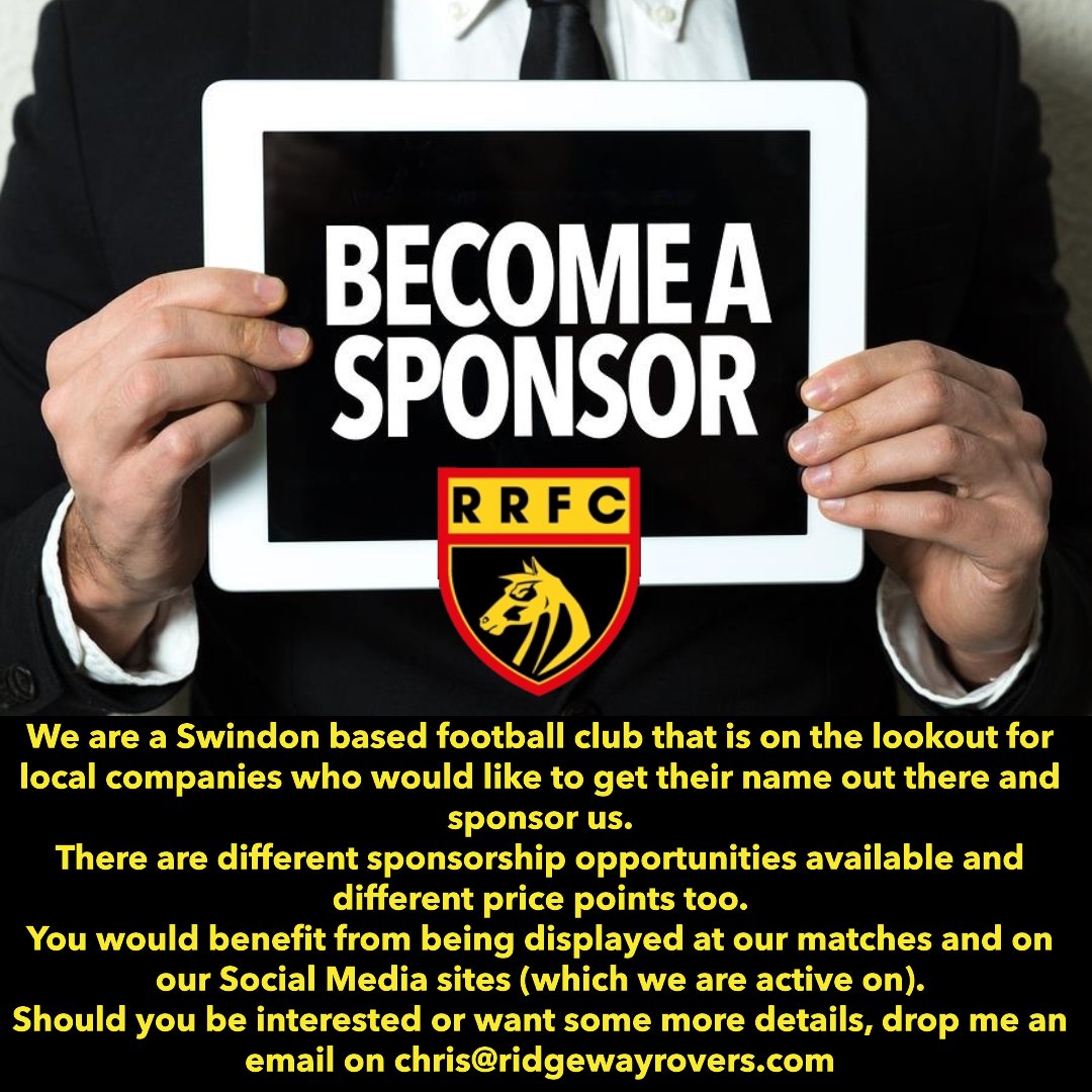 Looking for any local businesses who would like a bit of marketing in return for sponsoring my football team.
There are many options available and differing entry points, so happy to discuss if you are interested. 
My email address is within the picture.