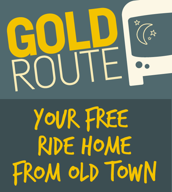 Late night out downtown? Let us do the driving! 🚌 Take the Gold route for FREE! Departs every 15 minutes from Old Town from 10:30 p.m. to 2:30 a.m. on Friday and Saturday nights. ridetransfort.com/routes/gold