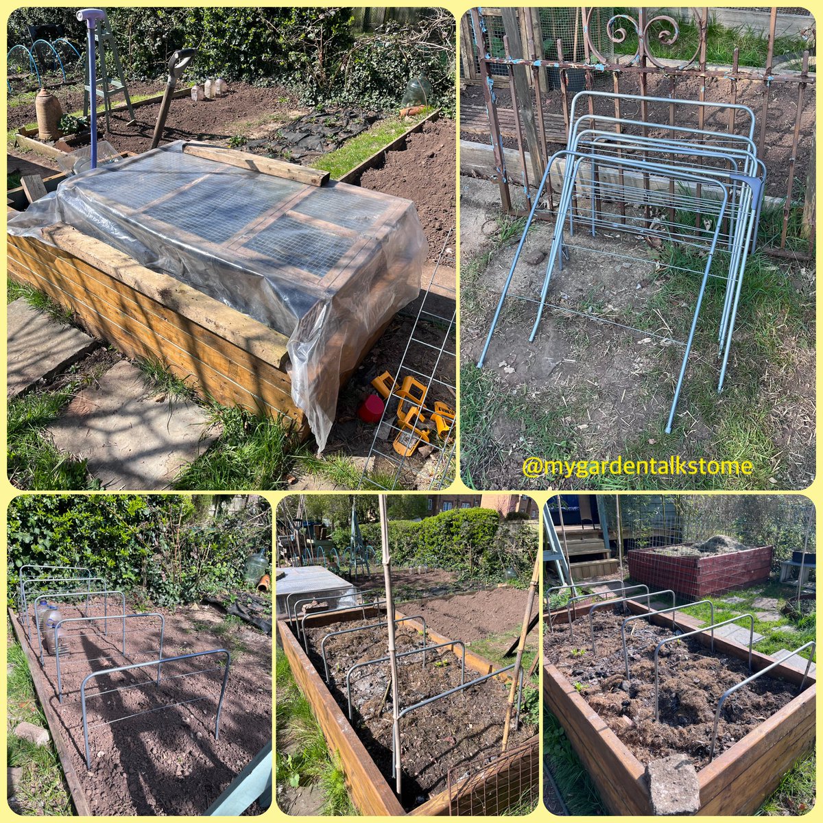 mygardentalkst1's tweet image. Afternoon folks … &amp;amp; so warm!
I do like a bit of upcycling. Never throw away your failing clothes horses … they can transition into the garden 😀👍🏼
#gardening #coldframe #netting 
Have a great weekend…