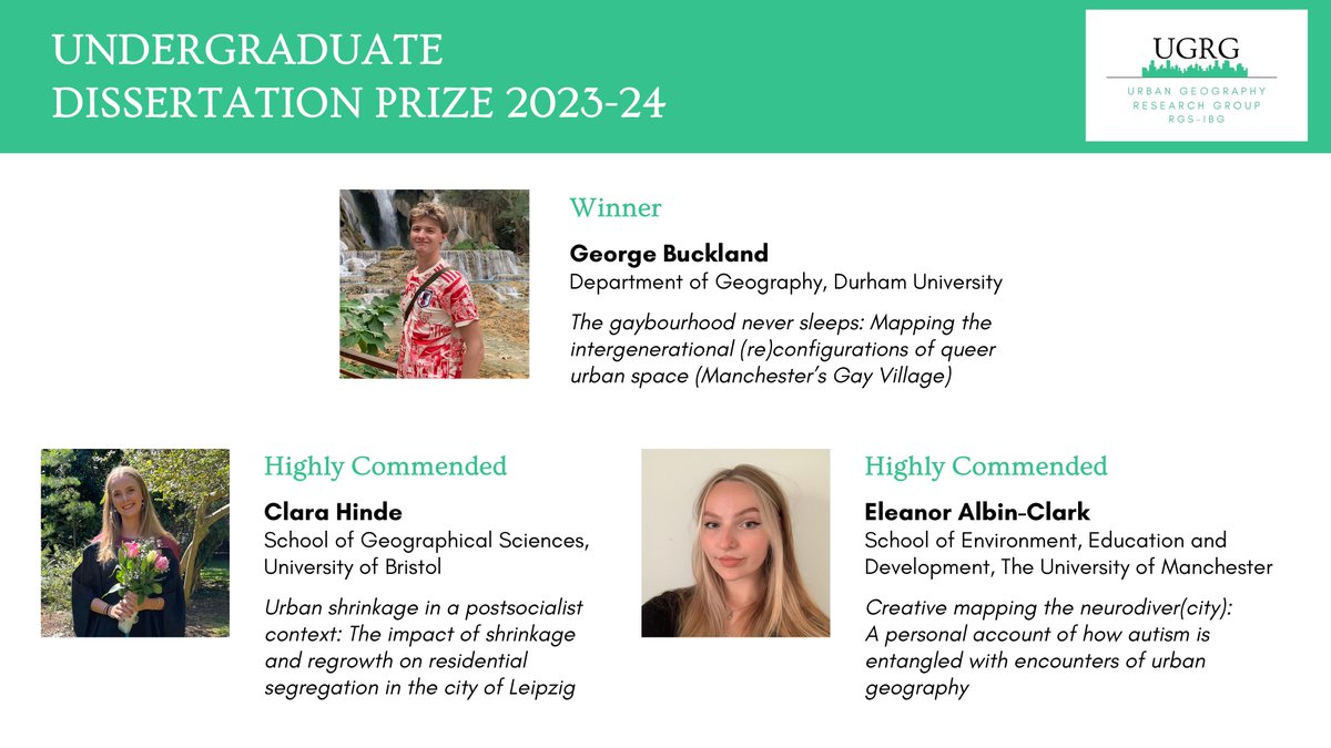 UGRG (@ugrgrgs) on Twitter photo Congrats to George Buckland <a href="/GeogDurham/">Geography at Durham</a> <a href="/SirBucko_/">George Buckland</a> who won our 2023-24 UG dissertation prize! Praise also goes to Clara Hinde (U Bristol) and Eleanor Albin-Clark (U Manchester) as close runners-up. Read their dissertations: ugrg.co.uk/2025-ugrg-diss… Congrats to George Buckland <a href="/GeogDurham/">Geography at Durham</a> <a href="/SirBucko_/">George Buckland</a> who won our 2023-24 UG dissertation prize! Praise also goes to Clara Hinde (U Bristol) and Eleanor Albin-Clark (U Manchester) as close runners-up. Read their dissertations: ugrg.co.uk/2025-ugrg-diss…