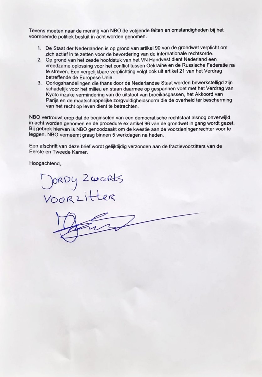 Update: Doe mee rechtszaak Stop de steun Oekraïne oorlog-actie

Beste mensen,

De Bond heeft in samenwerking met onze advocaat en een aantal hoogleraren Internationaal oorlogsrecht een vernietigende dagvaarding opgesteld waarin de Nederlandse Staat gedwongen zal worden om