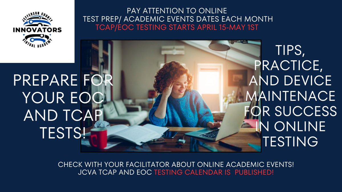 DeborahScarlet9's tweet photo. TCAP/EOC Testing starts April 15th. Check your emails for specific details. #Goinnovators https://t.co/JdJl1RkIZz