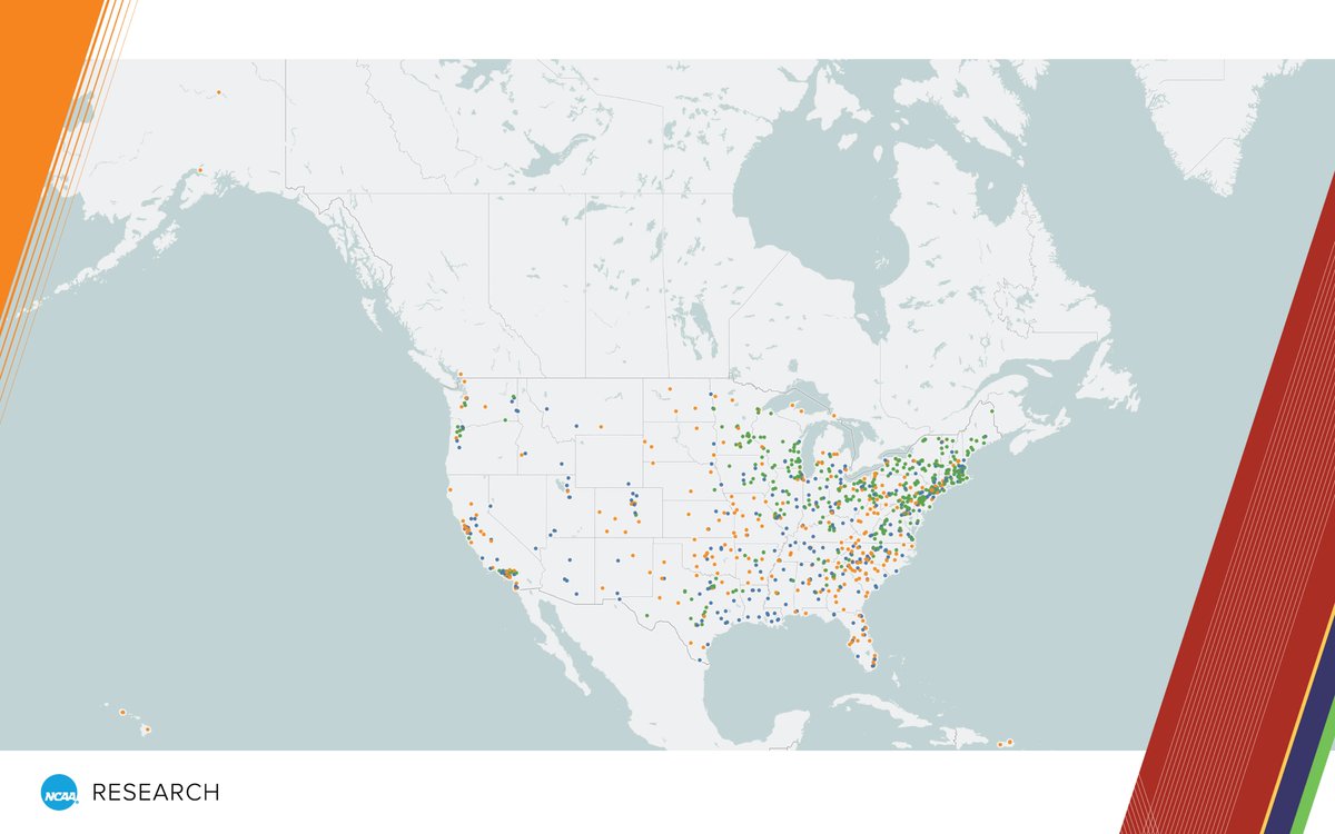 The <a href="/NCAA/">NCAA</a> is made of three divisions and over 1,000 schools. Use <a href="/NCAAResearch/">NCAA Research</a>'s interactive map to help locate NCAA schools you're interested in attending.

🔗 on.ncaa.com/membermap