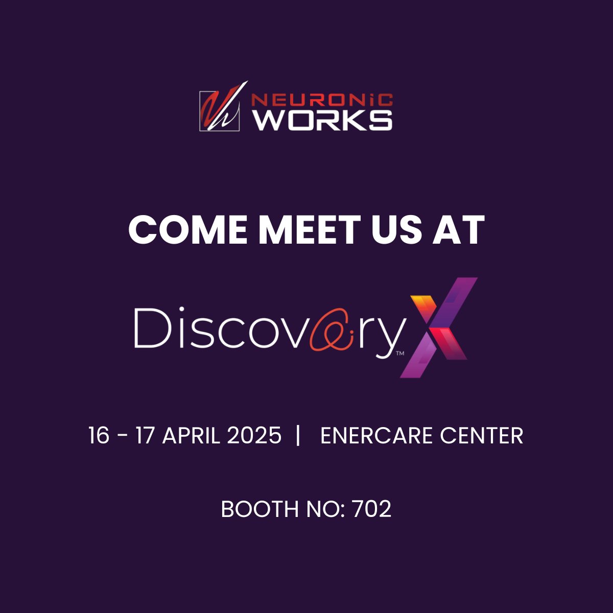 NeuronicWorks Inc. (@neuronicworks) on Twitter photo We're Exhibiting at #DiscoveryX 2025!
NeuronicWorks is excited to be part of the <a href="/OCInnovation/">Ontario Centre of Innovation (OCI)</a> #DiscoveryX Conference on April 16 & 17 at the Enercare Centre in Toronto!
Come meet our team at Booth 702 – let's talk innovation, collaboration, and turning ideas into reality! We're Exhibiting at #DiscoveryX 2025!
NeuronicWorks is excited to be part of the <a href="/OCInnovation/">Ontario Centre of Innovation (OCI)</a> #DiscoveryX Conference on April 16 & 17 at the Enercare Centre in Toronto!
Come meet our team at Booth 702 – let's talk innovation, collaboration, and turning ideas into reality!