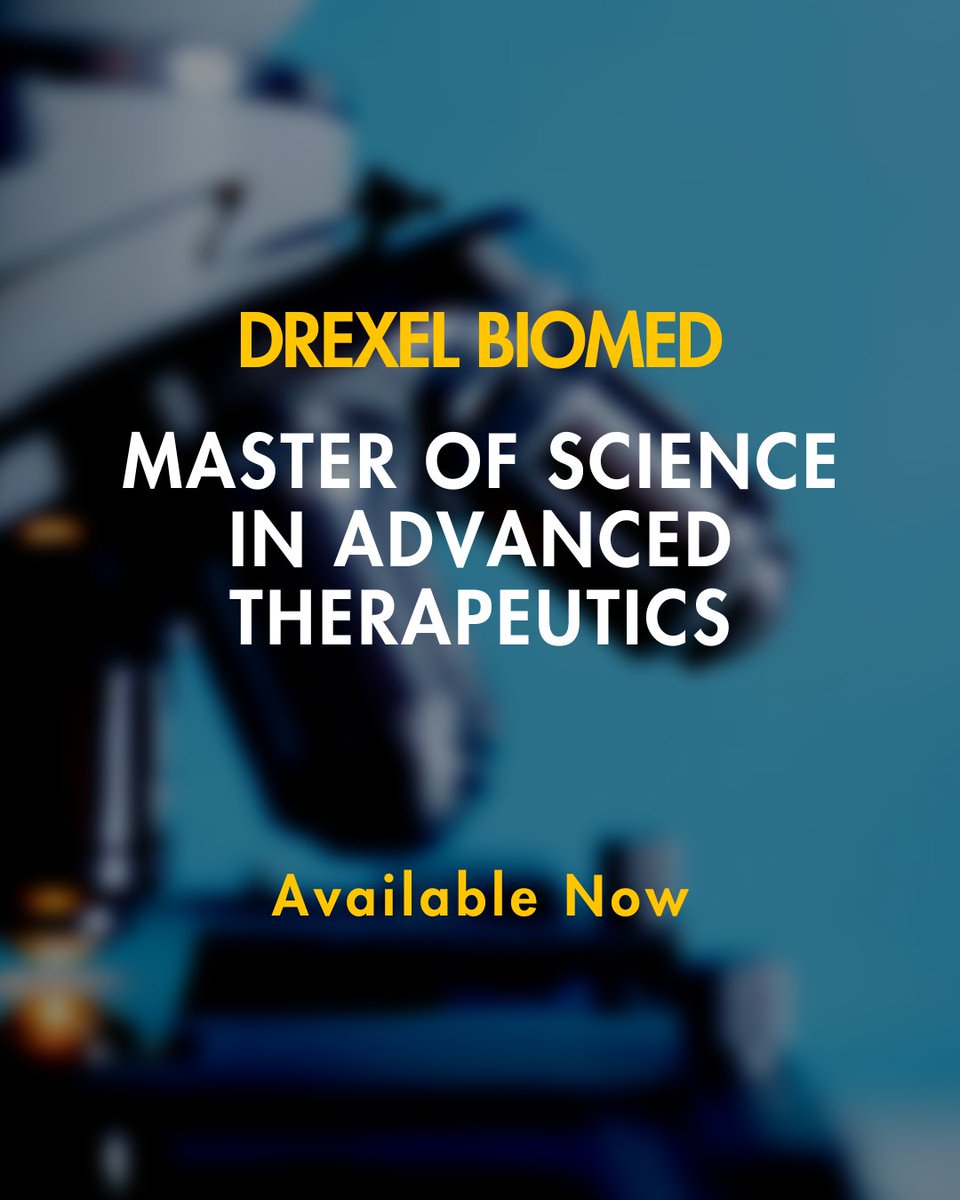 Drexel School of Biomedical Engineering (@drexelbiomed) on Twitter photo Shape the Future of Medicine with Drexelβs MS in Advanced Therapeutics!
π Join our Virtual MS Open House to learn more!
π
April 26, 2025 | π 10:00 AM ET
π Register now: tinyurl.com/2vfvvy6n
Questions? Contact Natalia Broz at njb33@drexel.edu Shape the Future of Medicine with Drexelβs MS in Advanced Therapeutics!
π Join our Virtual MS Open House to learn more!
π
April 26, 2025 | π 10:00 AM ET
π Register now: tinyurl.com/2vfvvy6n
Questions? Contact Natalia Broz at njb33@drexel.edu