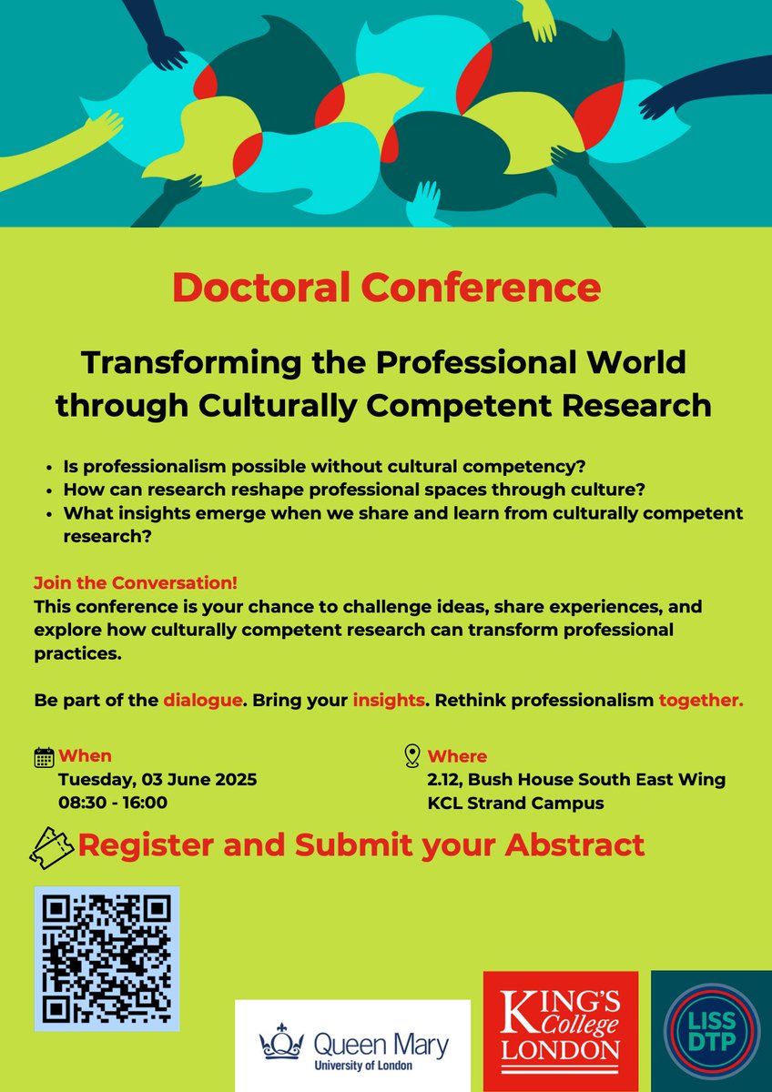 Peace Chiu (@peacechiuqmul) on Twitter photo Calling all PhD students across disciplines! We are holding a conference on 3 June 2025 exploring how cultural competent research can transform the professional world. Submit your abstract: forms.office.com/pages/response…
<a href="/Sam_Yosef/">Samuel Yosef</a> <a href="/QMUL_WIPH/">Wolfson Institute of Population Health</a> Calling all PhD students across disciplines! We are holding a conference on 3 June 2025 exploring how cultural competent research can transform the professional world. Submit your abstract: forms.office.com/pages/response…
<a href="/Sam_Yosef/">Samuel Yosef</a> <a href="/QMUL_WIPH/">Wolfson Institute of Population Health</a>
