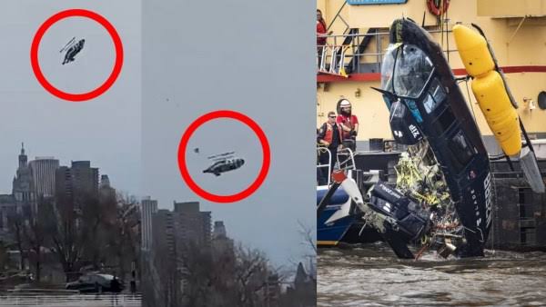 Was Agustín Escobar and his family posing for a picture in front of a DIFFERENT helicopter 🚁 before taking their tour over the Hudson River?
These are definitely 2 different helicopters, unless I'm completely missing something. 
(Not that this necessarily means anything but it