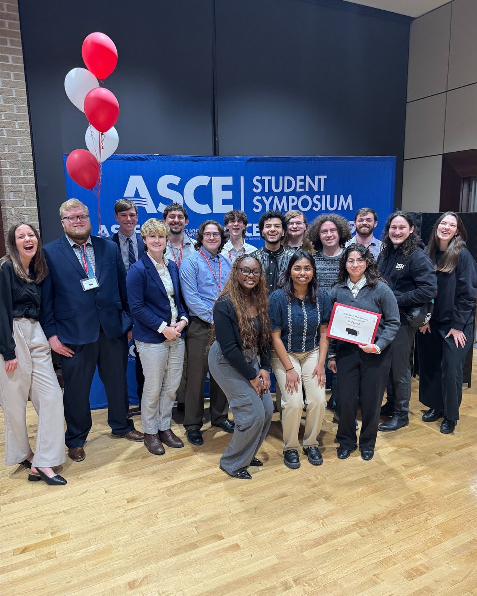 Members from the UMKC American Society of Civil Engineers (ASCE) chapter were recently in Nebraska for the ASCE student symposium! During the event, some members competed in the concrete bowling ball competition and won third-place. 🎳💥