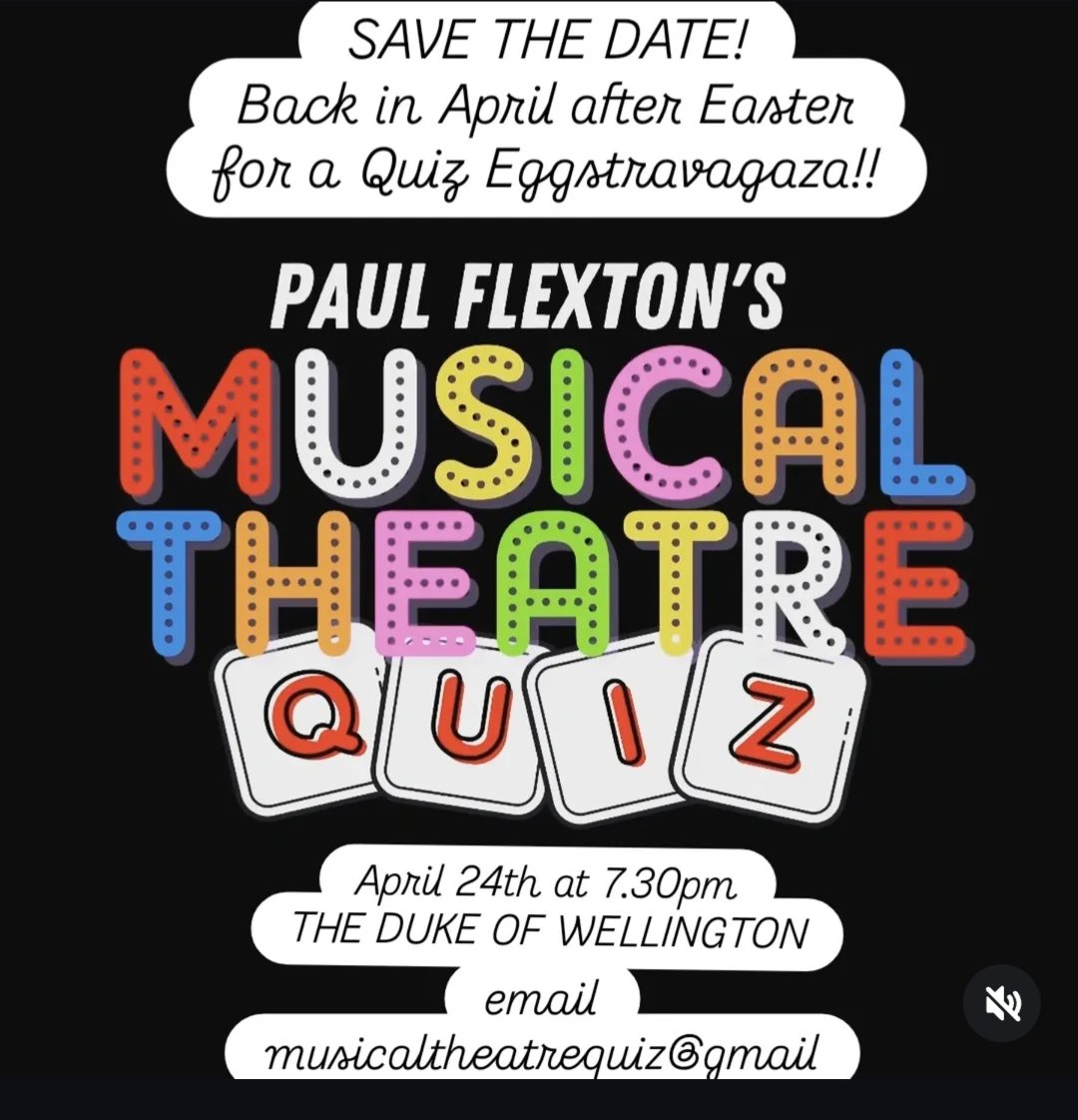 theatrequiz's tweet photo. Back after Easter 🥚🥚🥚🥚
#quiz #musicals
The Duke of Wellington, 77 Wardour Street. 
Email musicaltheatrequiz@gmail.com 
To secure a spot..🏆🎭 https://t.co/qAmMPX3KCZ