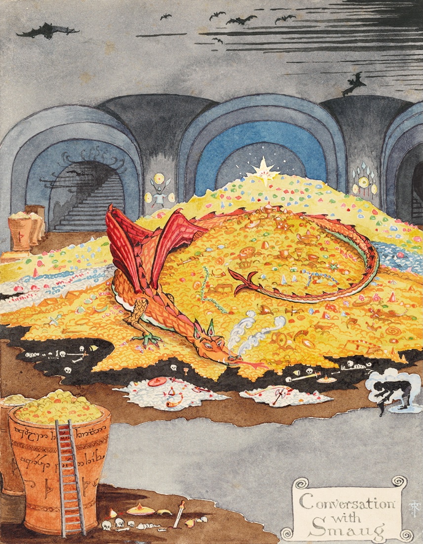 JeremyTate41's tweet image. Paintings and drawings by J.R.R. Tolkien 🧵
1. Conversation with Smaug, 1937