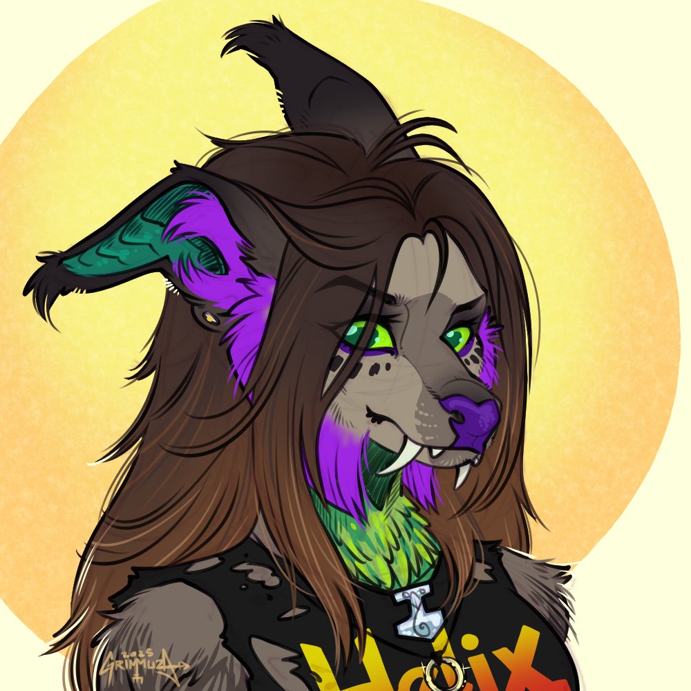 The mohawk's all grown out! 🥰 Slight new colour change for Grym as well. Just a little personal art during the storm and power outage yesterday. 💚