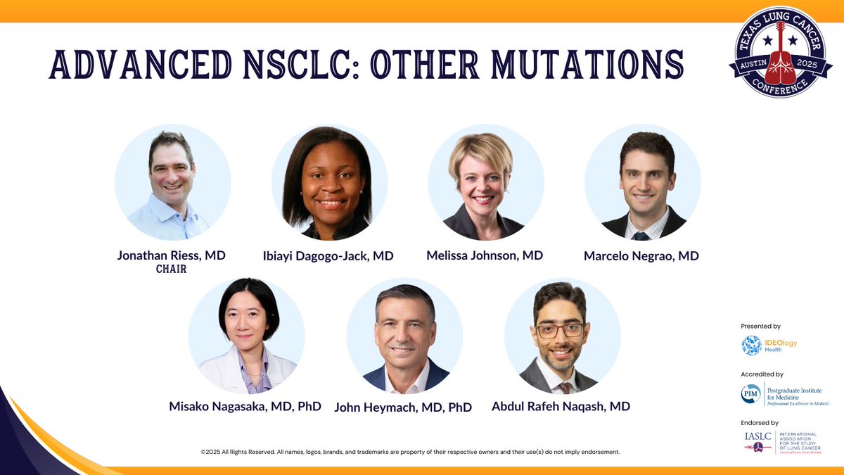 TLC Conference (@tlcconference) on Twitter photo Up next at 11 AM, we’re diving into the latest approaches for treating advanced NSCLC with other mutations. Don’t miss this important discussion. #TexasLung25 hubs.la/Q03g5QJy0
<a href="/riess_md/">Jonathan Riess, MD MS</a> <a href="/IbiayiMD/">I.DagogoJackMD</a> <a href="/MLJohnsonMD2/">Melissa L. Johnson</a> <a href="/mvnegrao/">Marcelo Negrao</a> <a href="/MNagasaka/">Misako Nagasaka</a> Up next at 11 AM, we’re diving into the latest approaches for treating advanced NSCLC with other mutations. Don’t miss this important discussion. #TexasLung25 hubs.la/Q03g5QJy0
<a href="/riess_md/">Jonathan Riess, MD MS</a> <a href="/IbiayiMD/">I.DagogoJackMD</a> <a href="/MLJohnsonMD2/">Melissa L. Johnson</a> <a href="/mvnegrao/">Marcelo Negrao</a> <a href="/MNagasaka/">Misako Nagasaka</a>