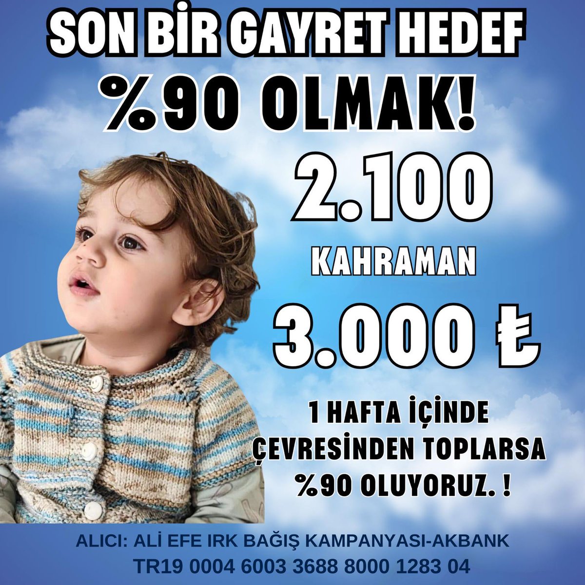 dmdalibakachan's tweet photo. Ali Efe’ye Son Umut Fırsatı‼️
Kalpten kalbe nakşeden sevgiyle, yardım eli uzatmanın tam zamanı!

⏳ Sadece 1 hafta – zamanı geldi, fark yaratma zamanı!

Her Bağış Bir Işık:
💡 Bir damla destek, hayatına yepyeni bir sayfa açar.

Geleceği yeniden aydınlatmak için el ele verelim. https://t.co/Veh4Rofkbb
