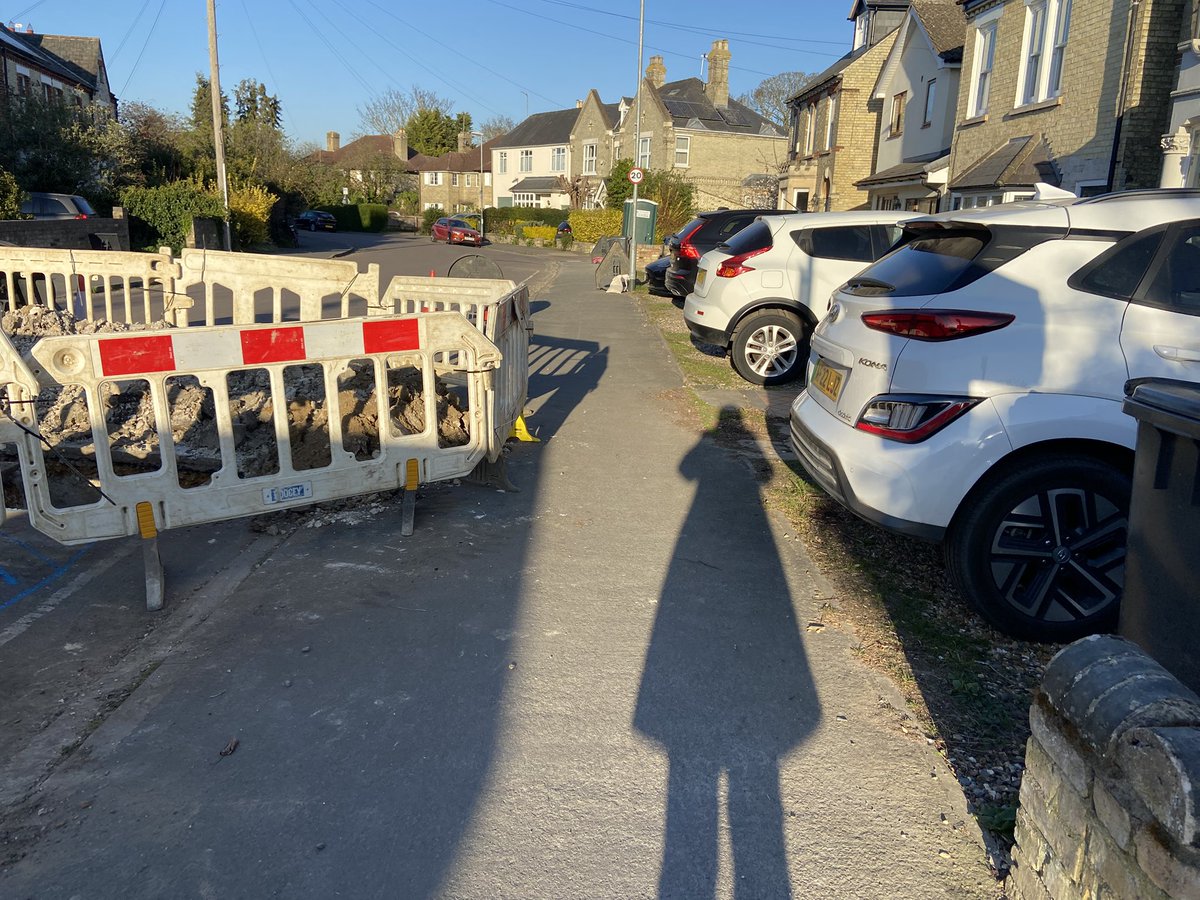 KathyMurray8's tweet photo. @Cambswater water why have you blocked my car  with no prior notification. This is a mobility car for my disabled daughter. There was a workman came this morning who said he was waiting for the hole to be filled so that he could tarmac. Now there is nobody here!!! https://t.co/hO7opLF23Q