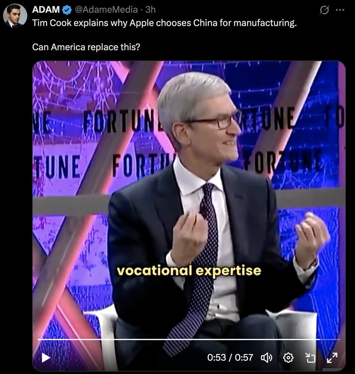 curechina's tweet photo. 说到这里，正好看到这个视频
苹果需要海量的具备扎实基本能力的工程师和技工
美国无论你在哪里设厂，这样的人员都不足
（原视频在2楼） https://t.co/Zcz4vD3oMX
