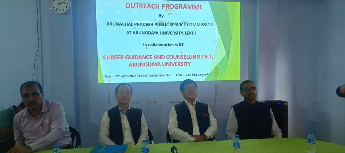 APPSC_Official's tweet image. APPSC &amp;amp; Arunodaya University held an outreach on 8 Apr to guide students on careers &amp;amp; exams. APPSC Chairman, Prof. Lingfa urged confidence &amp;amp; discipline, while member Koj Tari emphasized planning. He also spoke on armed forces careers. AU VC Dr. Verma discussed youth challenges.