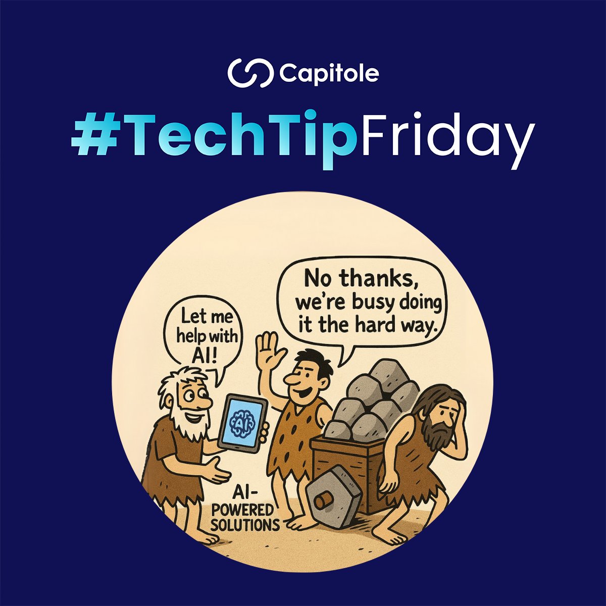 Capitole_Tech's tweet image. “No thanks, we’re too busy…”
Still dragging square wheels while AI is offering round ones. 🤯

Stop wasting time. Start working smarter.
At Capitole, we turn effort into impact.

#TechTipFriday #AI #Automation #CapitoleTips #WorkSmart #TechHumor