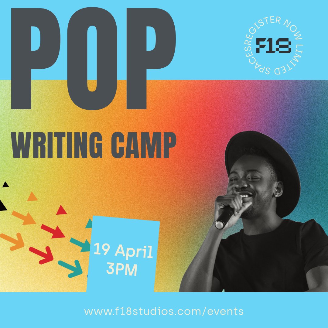 F18Productions's tweet photo. Are you ready to write your hit?

Aspiring singers and songwriters, join us at F18 on April 19th for an inspiring Pop Writing Camp! Collaborate, create, and let your voice shine. Don’t miss this chance to elevate your craft!

#PopWritingCamp #Songwriters #MusicCommunity https://t.co/CGeOZU1dWt