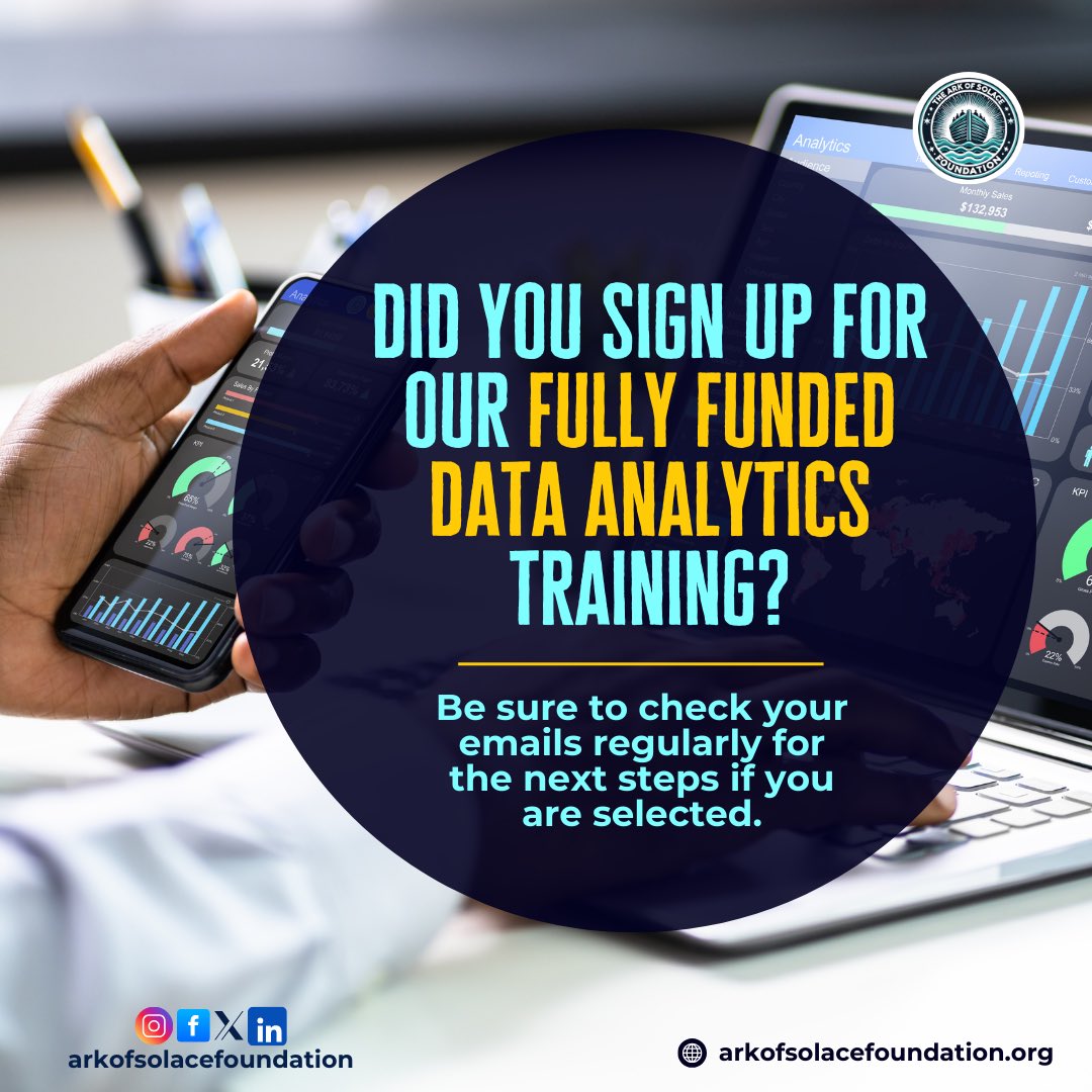 TheArkofSolace's tweet photo. Level up your career!

PS:
At The Ark of Solace Foundation, we are driven by helping lucky individuals make those career moves count! 🚀

Check your emails for our instructions if you’ve been selected for our Data Analytics class.

=
#TAOS #TheArkOfSolaceFoundation #DataAnalytics https://t.co/tl6hOsvE4L