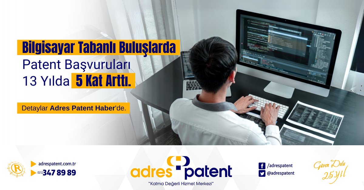 Adres Patent (@adrespatent) on Twitter photo Bilgisayar tabanlı buluşlarda patent başvuruları hızla artıyor!🌍Adres Patent Genel Müdürü <a href="/A_CumhurAkbulut/">Cumhur Akbulut</a>, bu artışta özellikle ABD, Japonya, Çin, Güney Kore ve Avrupa ülkelerinin teknoloji yatırımlarının etkili olduğuna dikkat çekti.
Detaylar: adrespatent.com.tr/bilgisayar-tab…
#Patent Bilgisayar tabanlı buluşlarda patent başvuruları hızla artıyor!🌍Adres Patent Genel Müdürü <a href="/A_CumhurAkbulut/">Cumhur Akbulut</a>, bu artışta özellikle ABD, Japonya, Çin, Güney Kore ve Avrupa ülkelerinin teknoloji yatırımlarının etkili olduğuna dikkat çekti.
Detaylar: adrespatent.com.tr/bilgisayar-tab…
#Patent