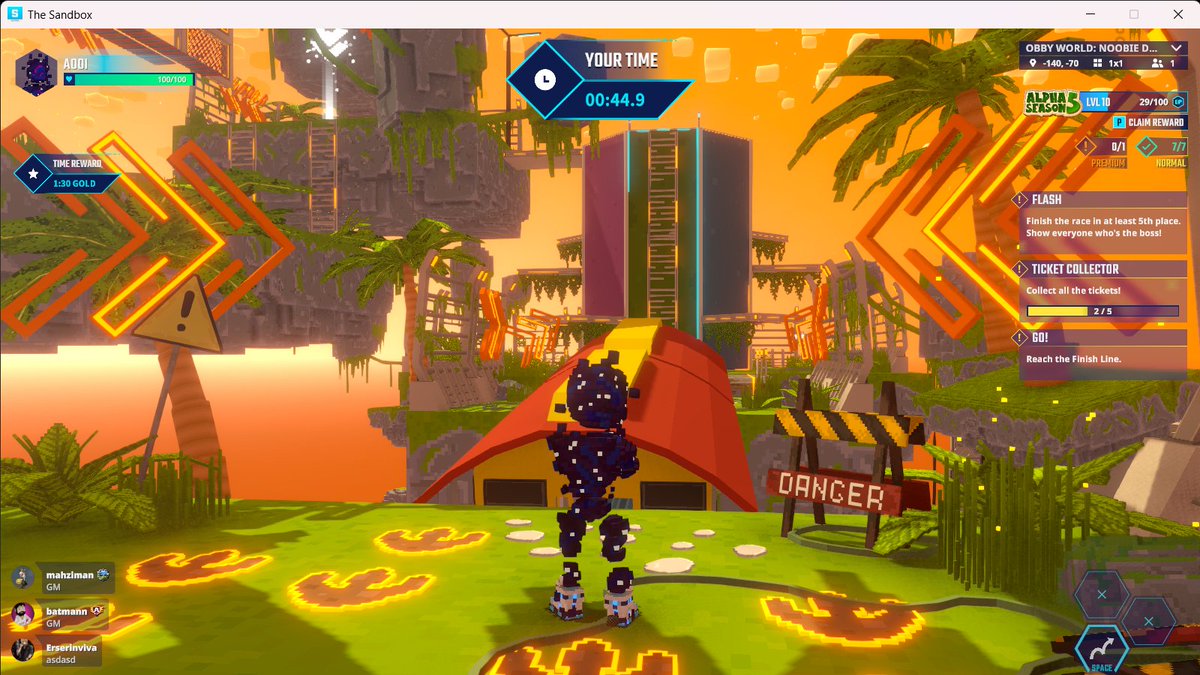 PoohG7i's tweet photo. Who wants to race me in Obby World? @TheSandboxGame 🏃‍♂️💨 🏁 https://t.co/65XaxgsO7C #AlphaSeason5 https://t.co/g7tA4jRgNc