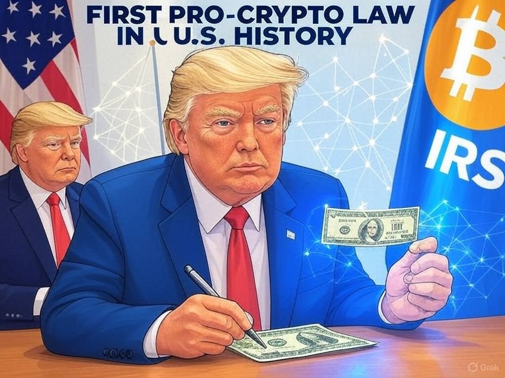Cryptoxinsight's tweet photo. BREAKING: Trump just repealed the IRS DeFi Broker Rule — the first U.S. crypto law is now official.

Massive win for Web3. Privacy saved. Innovation back on the table.

Read: 
https://t.co/ObWliNrvLi 
#DeFi #CryptoNews #Trump #Web3 #IRS #Bitcoin https://t.co/5TEtadDn0g