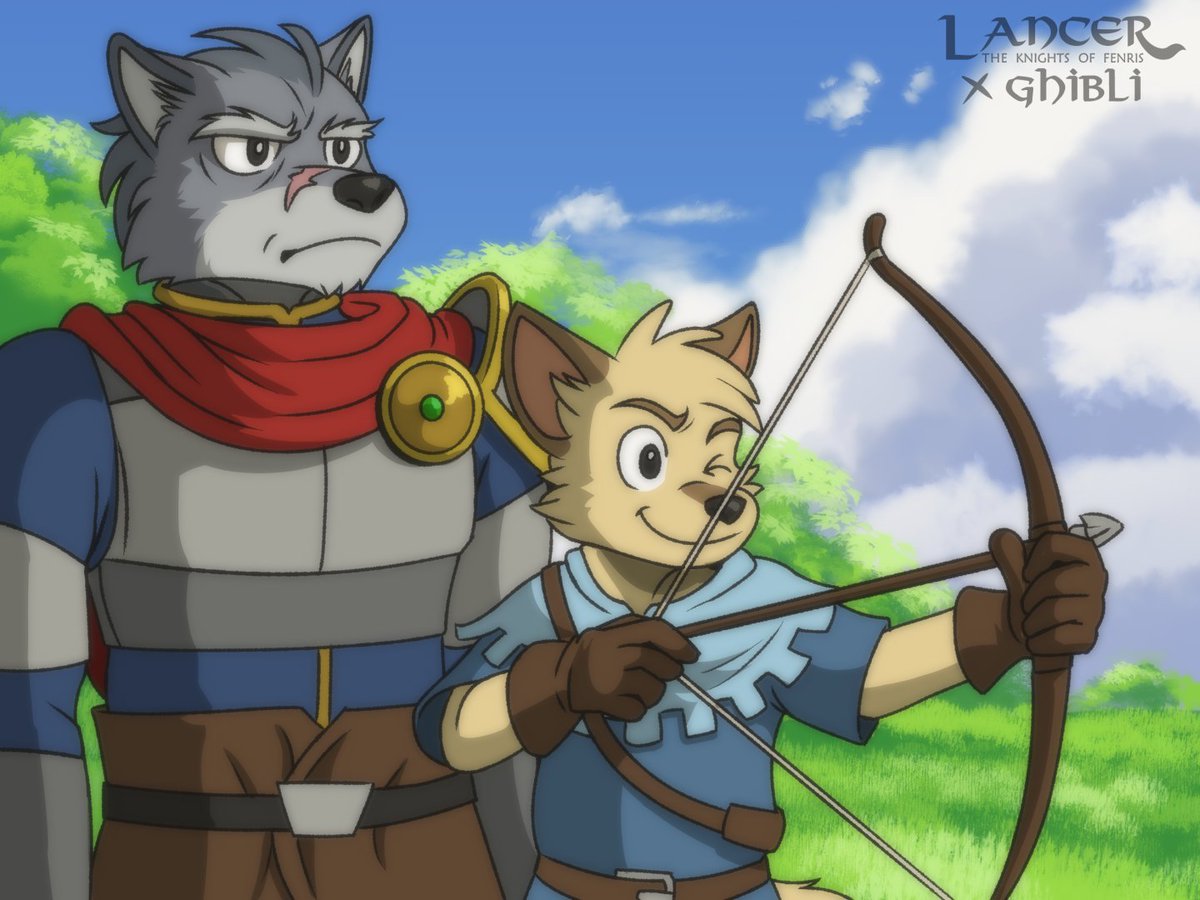 Studio ghibli-inspired drawing of Rolf Garret and young Jake Marshall, back when he was Rolf's squire.
#LancerComic #StudioGhibli #Art