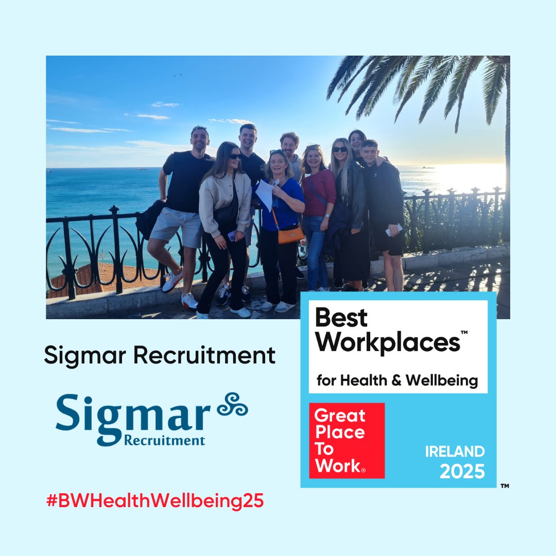 Great Place to Work Ireland (@gptw_ireland) on Twitter photo We are proud to announce that <a href="/SigmarIrl/">Sigmar Recruitment</a> achieved the recognition of Best Workplaces for Health & Wellbeing™ 2025!
#BWHealthWellbeing25
Discover the full list here 👉 hubs.li/Q03gKjTH0 We are proud to announce that <a href="/SigmarIrl/">Sigmar Recruitment</a> achieved the recognition of Best Workplaces for Health & Wellbeing™ 2025!
#BWHealthWellbeing25
Discover the full list here 👉 hubs.li/Q03gKjTH0