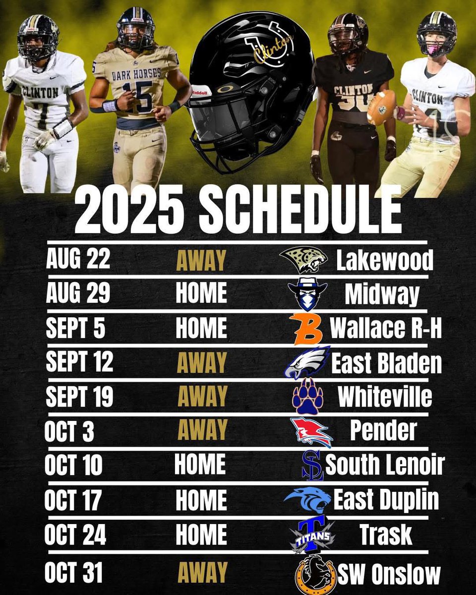 bucksweepsports's tweet photo. Clinton Dark Horses 2025🏈 schedule https://t.co/J9af7q6aPf