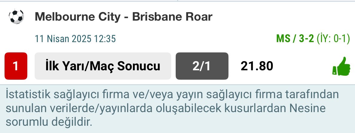 alphascoree's tweet photo. YAZ KIZIM VARAN 1 😎

Melbourne City 2/1 21.80 Oran✅✅✅

Afiyet olsun https://t.co/arfAQy97Xb
