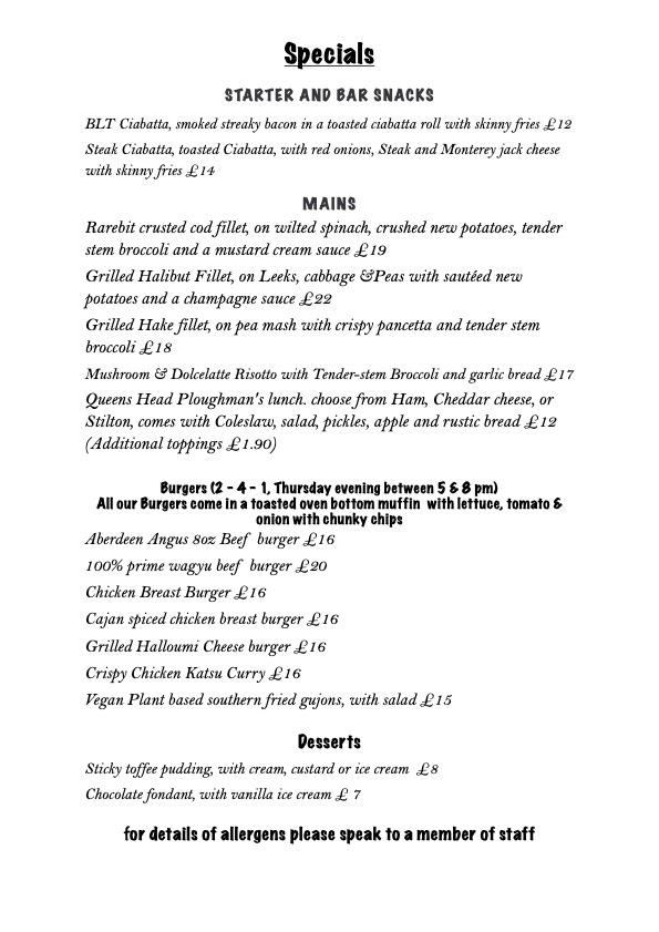 Queensheaddowne's tweet photo. Fridays Specials, with fresh fish from Pearl Fishmongers in Beckenham, today we have Halibut, Cod and Hake dishes to compliment our weekend specials. To book a table or reserve fresh fish, call us on 01689 852145 https://t.co/kP7kW715C3