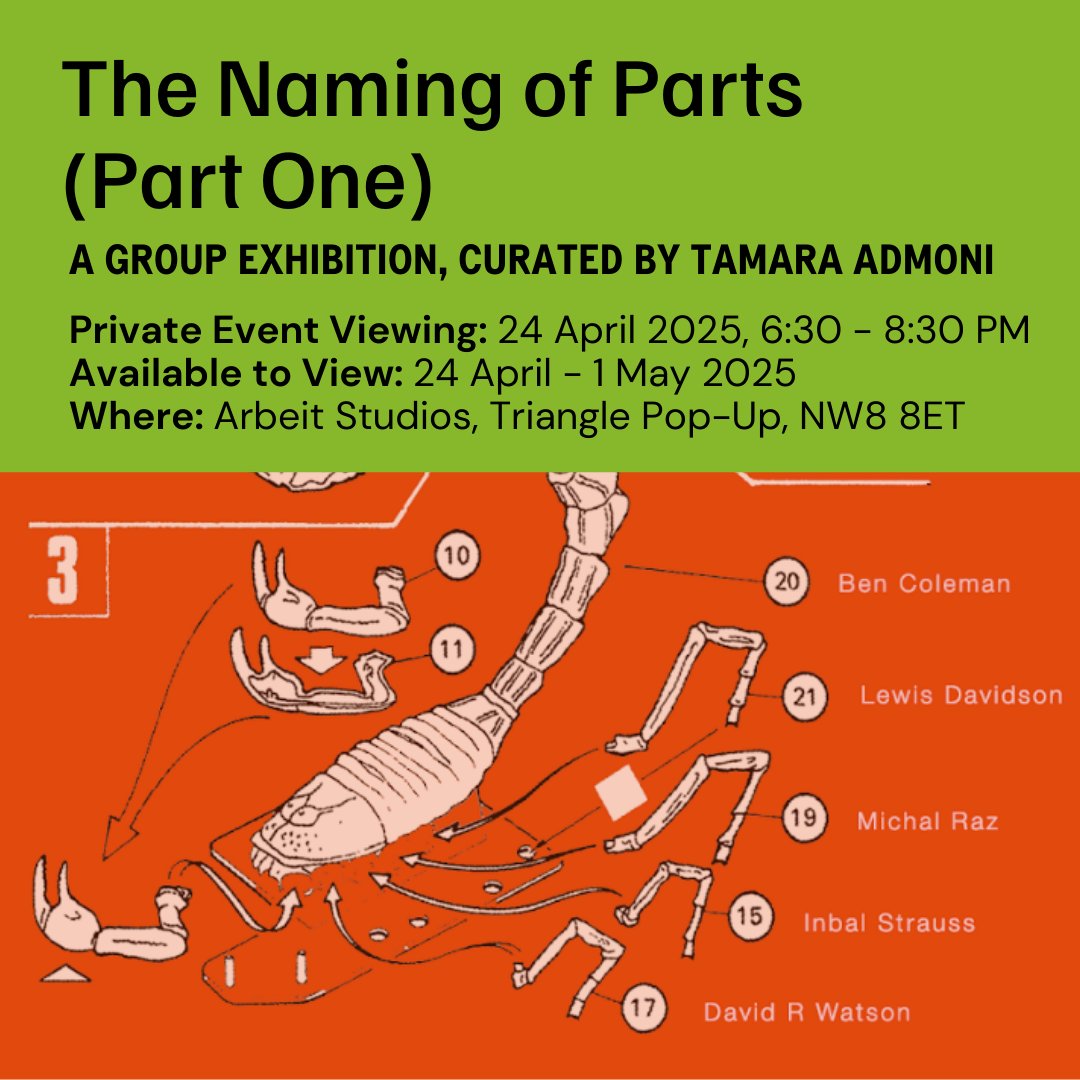 We’re excited to be hosting The Naming of Parts 📷 - a group exhibition featuring sculptures, paintings and photographs made from everyday fragments and found materials.

Curated by Tamara Admoni 

Please do pop in - we’d love to see you!