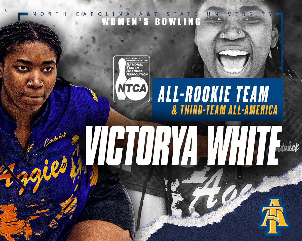 NCATAGGIES's tweet photo. Victorya White is one of the five best freshmen in the nation!! #aggiepride 

Congratulations to @NCATBowling Maya Avilez and Laura Garcia… https://t.co/Xvx8l022hQ