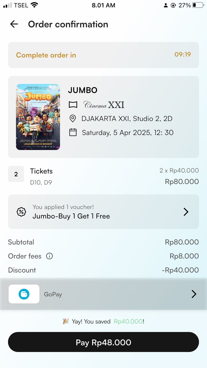 _indahlrsti25's tweet photo. @convomf Padahal kmrn ada promo b1g1 loh film jumbo.. kalau pake di weekdays & harga bioskop di daerah mu masih oke, bisa jd around 10k+ per orang #thinksmart #keepyouupdated 😋👍 https://t.co/hCah2DTCqn