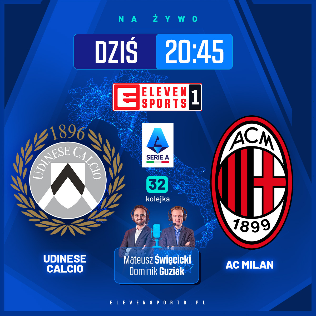 ELEVEN SPORTS PL (@elevensportspl) on Twitter photo W dwóch ostatnich meczach pomiędzy tymi drużynami na Dacia Arena padło łącznie aż 9 bramek. ⚽ Liczymy na kolejne starcie pełne goli i emocji!
⚽️Udinese Calcio – AC Milan
🏆 #SerieA
⌚️ 20:45
📺 Eleven Sports 1
🎙️ <a href="/matswiecicki/">Mateusz Święcicki</a>, <a href="/dominik_guziak/">Dominik Guziak</a>
🇮🇹#włoskarobota #UdineseMilan W dwóch ostatnich meczach pomiędzy tymi drużynami na Dacia Arena padło łącznie aż 9 bramek. ⚽ Liczymy na kolejne starcie pełne goli i emocji!
⚽️Udinese Calcio – AC Milan
🏆 #SerieA
⌚️ 20:45
📺 Eleven Sports 1
🎙️ <a href="/matswiecicki/">Mateusz Święcicki</a>, <a href="/dominik_guziak/">Dominik Guziak</a>
🇮🇹#włoskarobota #UdineseMilan