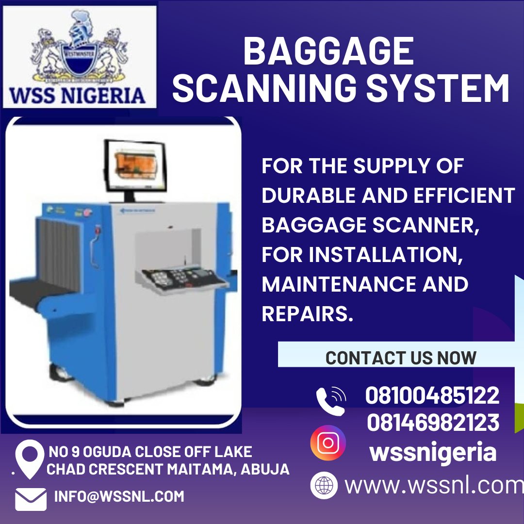 WSSNigeria's tweet image. WSSN Baggage Scanning System: Complete protection, unmatched reliability. Upgrade now! Call 08100485122 / 08146982123. wssnl.com
#WSSNSecurity #BaggageScanner #SecureWithWSSN #XRayScanner #ProtectYourSpace #TechForSecurity