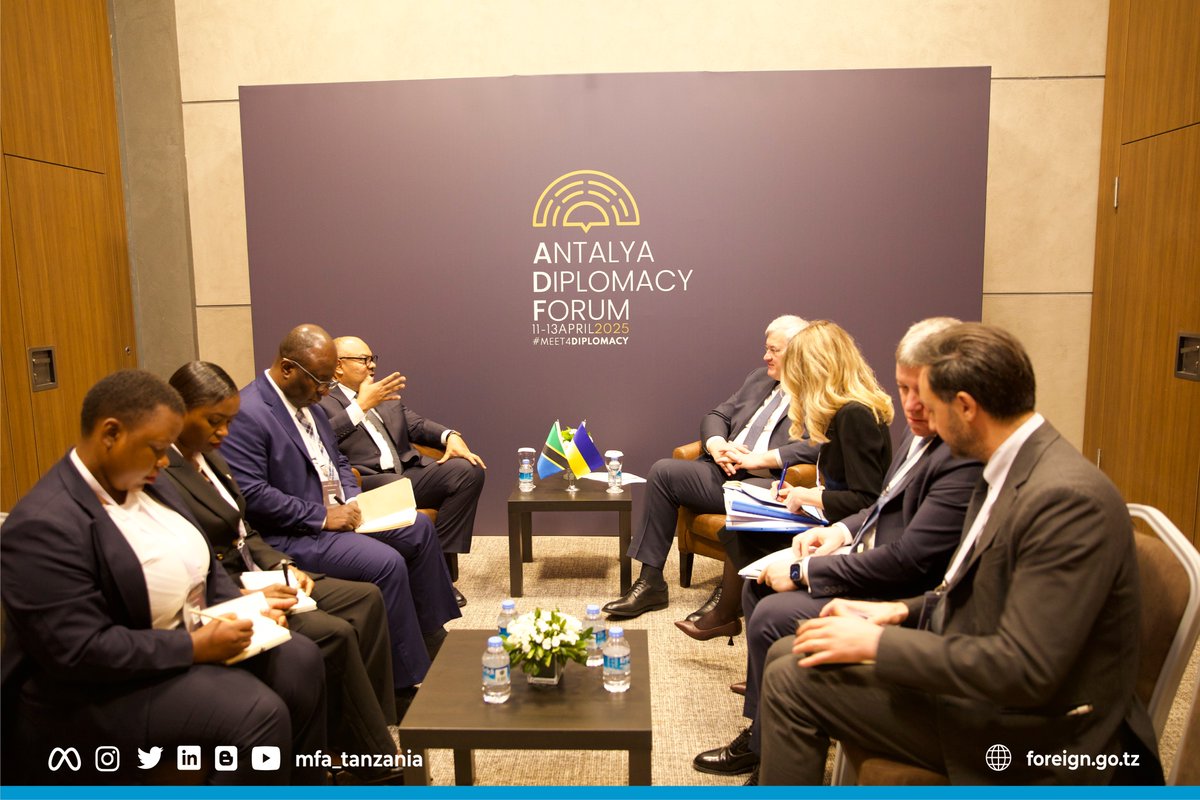 mfa_tanzania's tweet photo. Minister @mfa_tanzania, Hon. Amb. Mahmoud Thabit Kombo, held a fruitful meeting with the Foreign Minister of Ukraine Hon. @andrii_sybiha at the margins of the 4th Antalya Diplomacy Forum (ADF 2025) in Antalya. The two ministers exchanged views aimed at strengthening  bilateral relations and enhancing cooperation in peace and security, agriculture, trade and investment, infrastructure development and tourism. @MFA_Ukraine